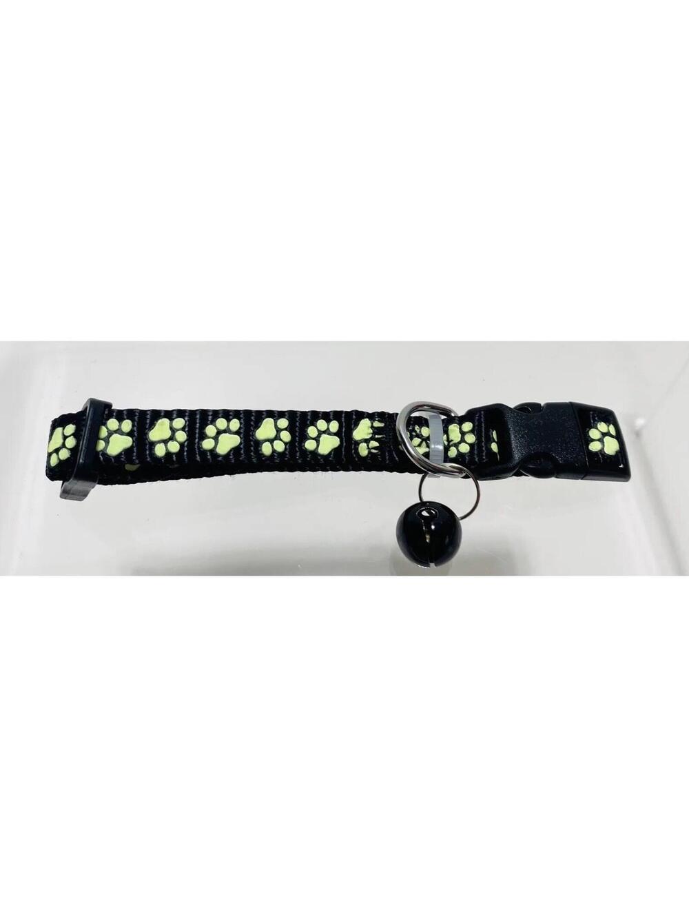 Black Cat Collar Jingle Bell Paw Print Brand New